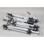 Four Aluminium Manfrotto Tripods, a Manfrotto Gruppo 190CL, with 141RC three way head, a Gruppo