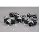 A Group of Rangefinder Cameras, a Fujica V2, shutter not working, battery cover missing, not battery
