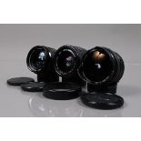 Three Sigma Minolta Mount Lenses, a Sigma 16mm f/2.8 Fish Eye lens, ding & scratches to hood,