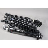Four Manfrotto Aluminium Tripods, a Manfrotto 055CB, with three way head, a 055CLB, with three way