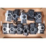 A Tray of SLR Camera Bodies, manufacturers include, Yashica, Voigtlander, Prinzflex and other