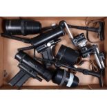 A Tray of Novoflex Accessories two fast focus grips, with shoulder stocks, two close up bellows