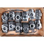 A Tray of SLR Camera Bodies, manufacturers include Minolta, Rolleiflex, Konica, Olympus, and other