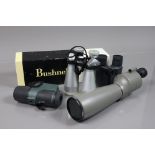 Spotting Scope and Binoculars, a Bushnell Space master II 60mm spotting scope, body G, light wear,