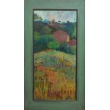 Liane Stevenson (British 20th/21st century), oil on board, a Tuscan hilltop scene, in a green frame,