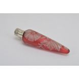 A Victorian Thomas Webb red and white cameo glass perfume bottle, elongated tear drop shape, with