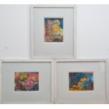 Ione Parkin (British 20th century), Three mixed media works, all signed in pencil, framed glazed and