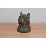 A late 19th/early 20th century bronze inkwell, in the form of a Bull Dog, possibly French, lift up