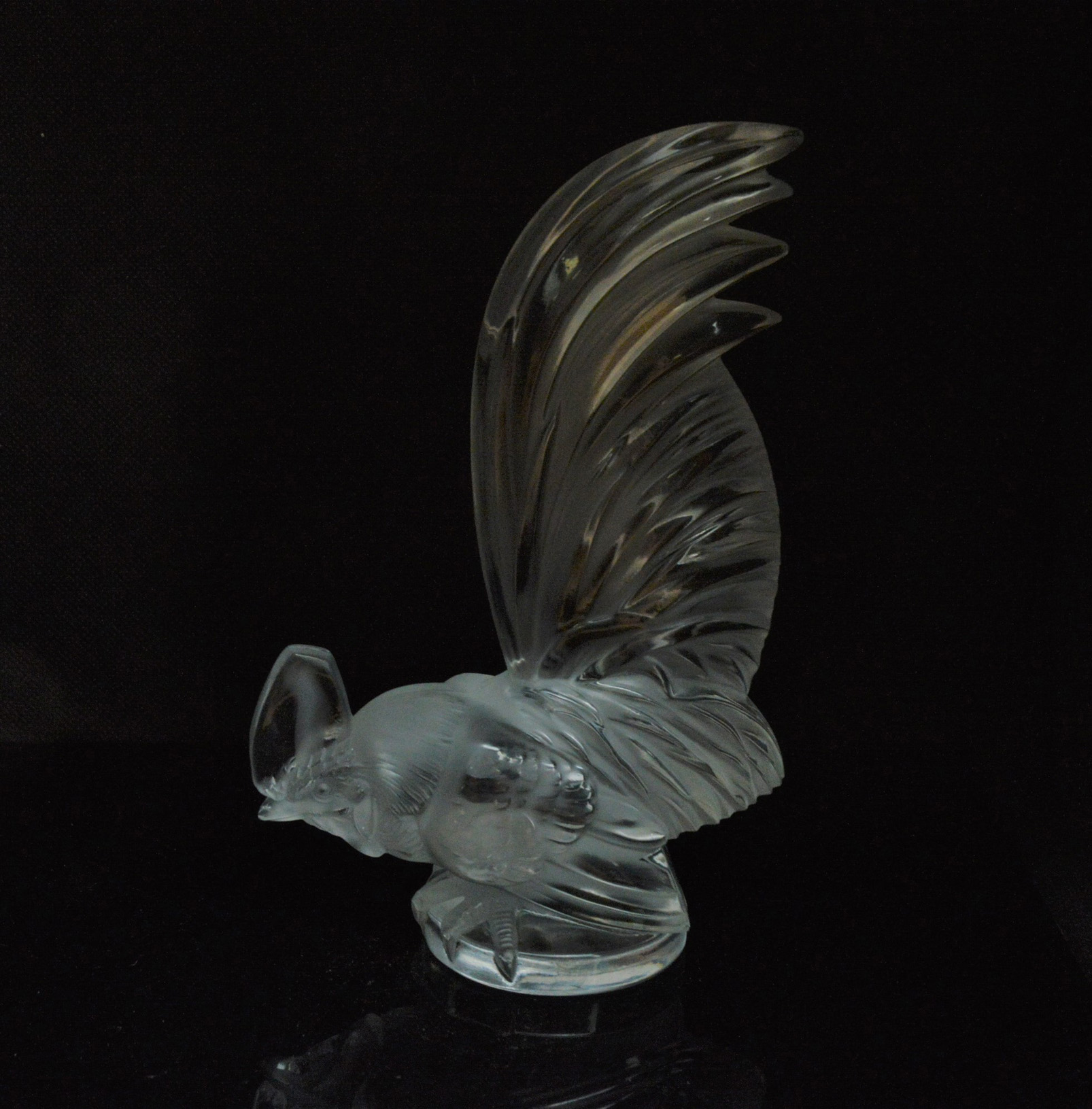 A mid 20th century Lalique cockerel car mascot, marked to the base Lalique France, 20.5cm high - Image 2 of 3