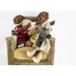 Five Katiemays artist dogs including Boswer Boxer Dog in a leather collar, Miss Rosie Red Bear,