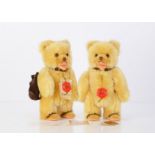 Two Hermann limited edition Berlin teddy bears, an edition of 2000, each with a pouch containing a
