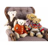 Five small artist teddy bears, including a Bunry Bear Perdita, 'The Lost One', a Bocs Teganau pink