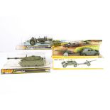 Military Dinky Toys, 617 Volkswagen K.D.F with 50mm P.A.K Anti-Tank Gun, 615 U.S Jeep with 105mm