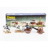 Timpo Toys Wild West series No. 555 US Cavalry Gun with Limber and team in 1st type picture box, VG,