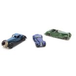 Dinky Toys 38a Frazer Nash BMW Sports, early version, dark blue body, pale blue seats, solid