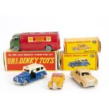 Dublo Dinky Toy, 067 Austin Taxi, 070 AEC Tanker, 061 Ford Prefect, in original boxes, with loose