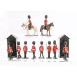 Timpo Toys loose plastic British Guardsmen comprising mounted (2) and foot officers, guardsmen on