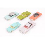French Dinky Toy Cars, 552 Chevrolet Corvair, 532 Lincoln Premiere, light blue silver roof, 550