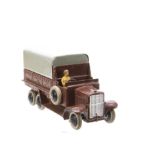 A Dinky Toys 25s 6-Wheeled Covered Wagon, brown body, grey tilt, driver, black smooth hubs, white