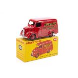 A Dinky Toys 451 Trojan 'Dunlop' Van, red body and hubs, 'Dunlop' logo, in original box, E, slight