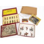 Britains boxed military items comprising Tournament set 1258 restrung into original box, post WW2