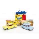 Dinky Toys 133 Ford Cortina, pale lime body, red interior, spun hubs, 162 Triumph 1300, light blue