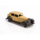 A Dinky Toys 30c Daimler, tan body, black open chassis, black smooth hubs, VG