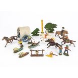 Wend-al of Blandford aluminium Wild West figures comprising mounted (6) and foot (15 including 2