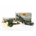 Britains Military Diecast, 9740 18" Heavy Howitzer with shell case and six shells, 9760 Austin