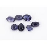 Severn iolites all loose, four oval cabochon and three faceted, 13 cts