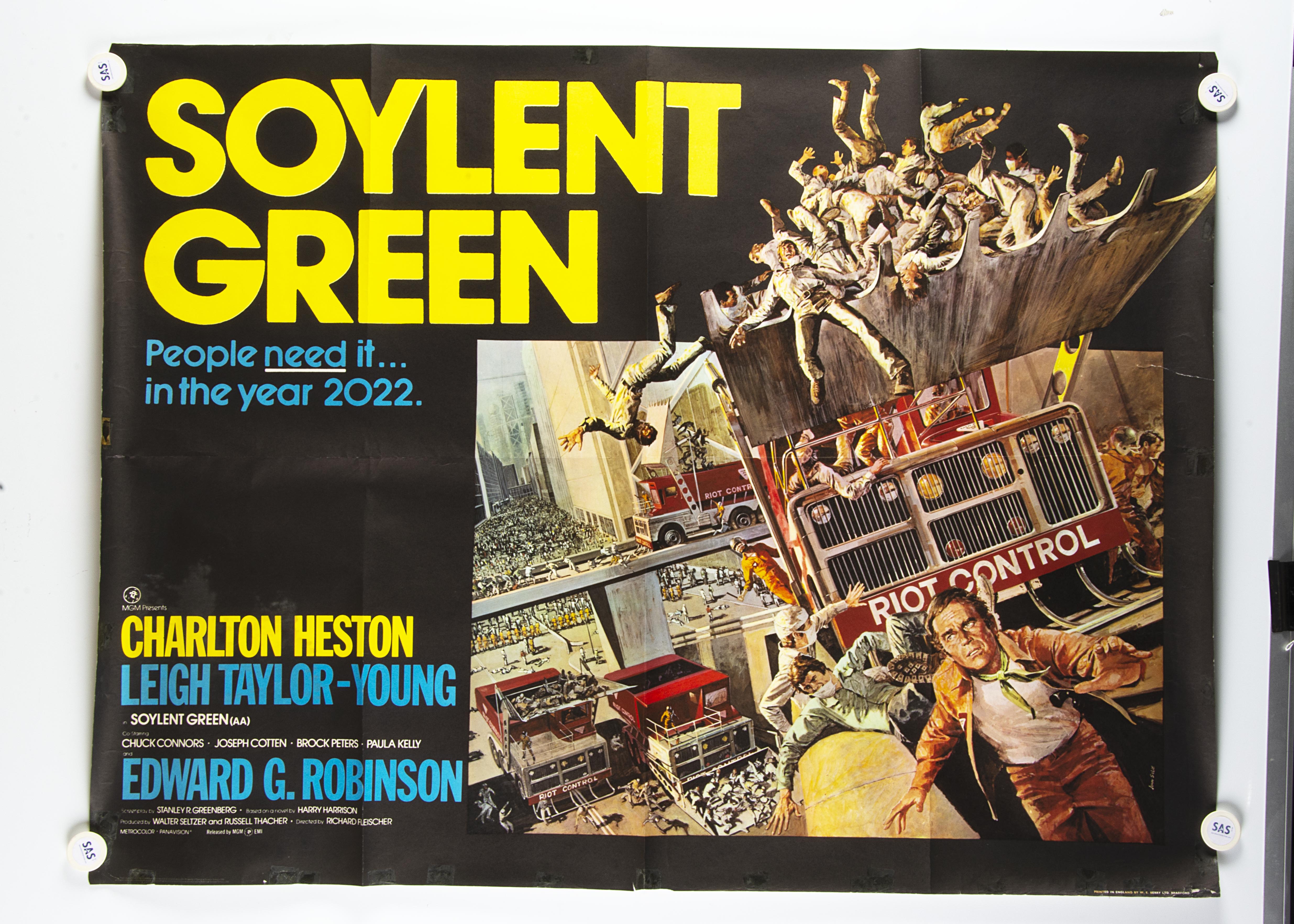 Soylent Green UK Quad Poster, Soylent Green (1973) UK Quad cinema poster, with John Solie