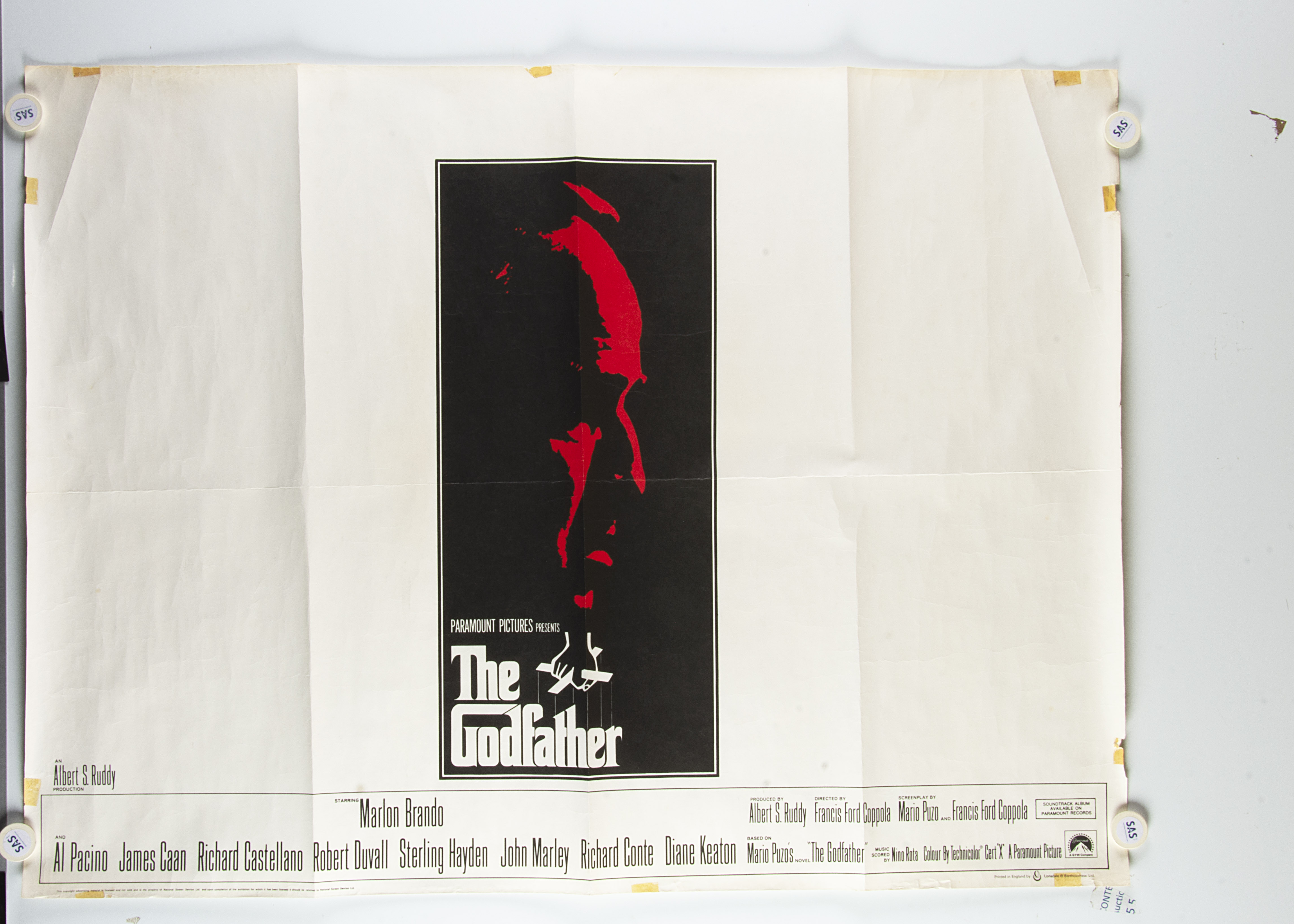 The Godfather UK Quad poster, The Godfather (1972) UK Quad cinema poster, for the iconic Martin