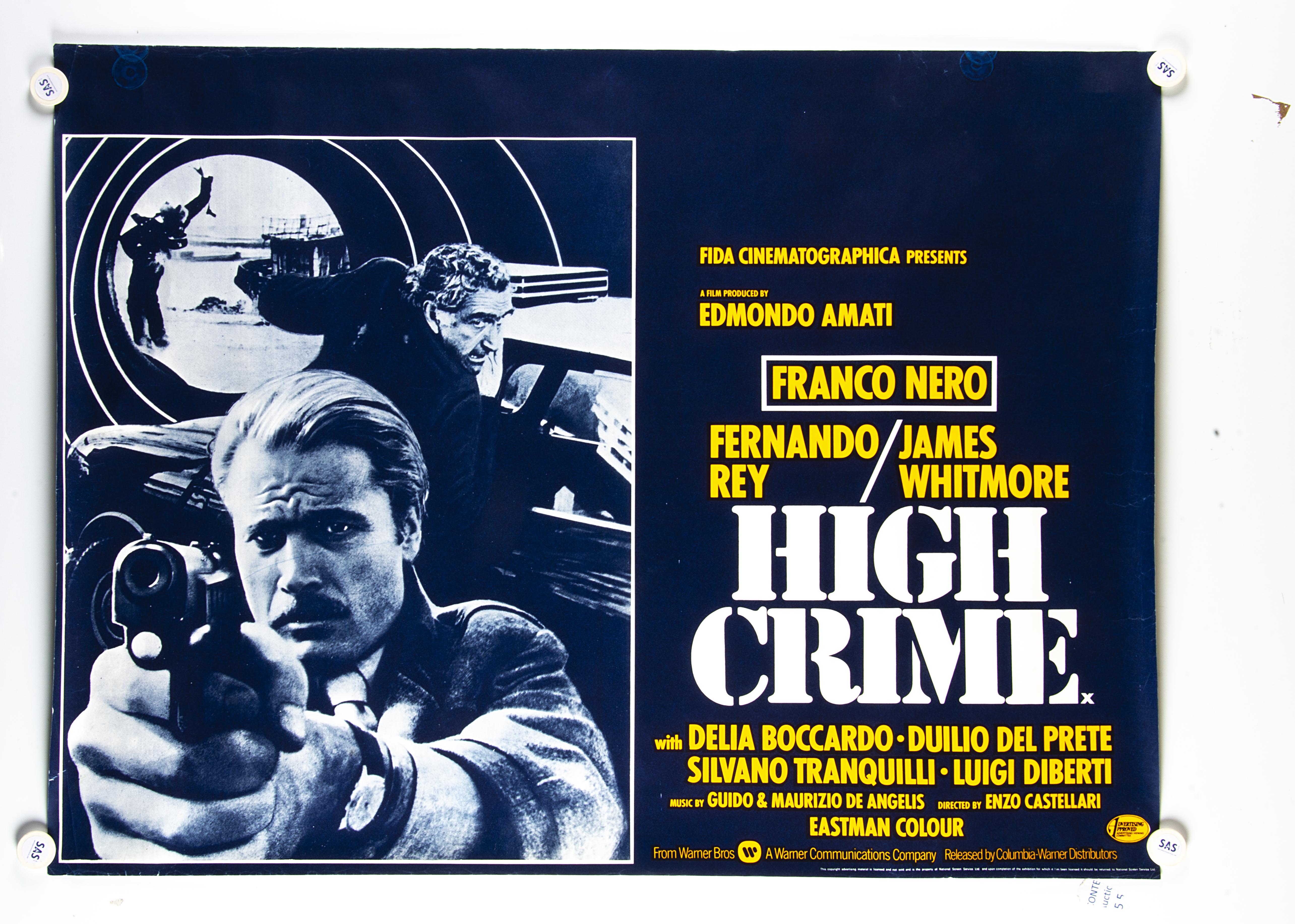 High Crime Quad Poster, High Crime (1973) UK Quad cinema poster, a scarce unfolded Quad for this