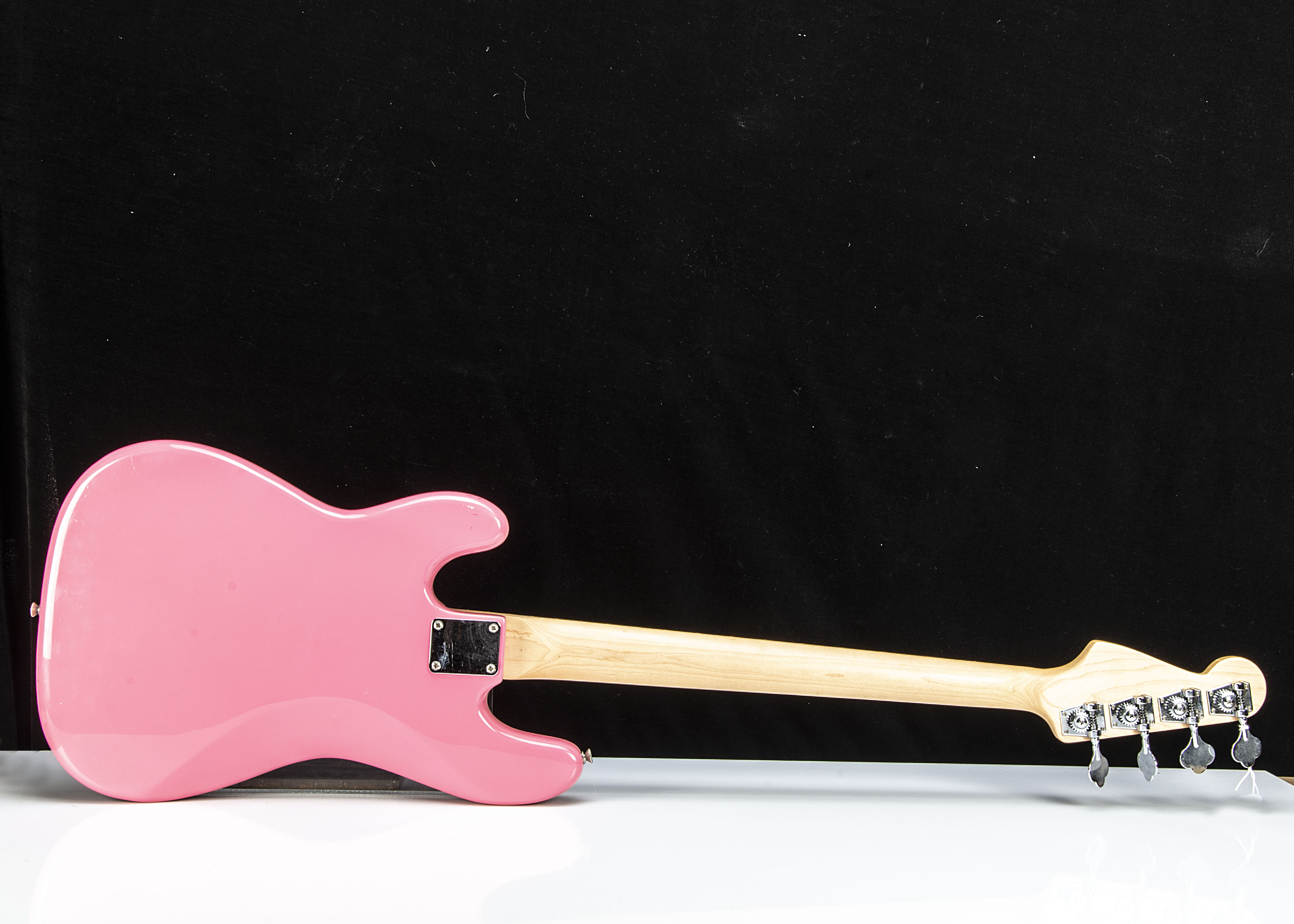 Westfield Bass Guitar, a Westfield Bass Guitar in pink with black pick guard, good condition with - Image 2 of 4