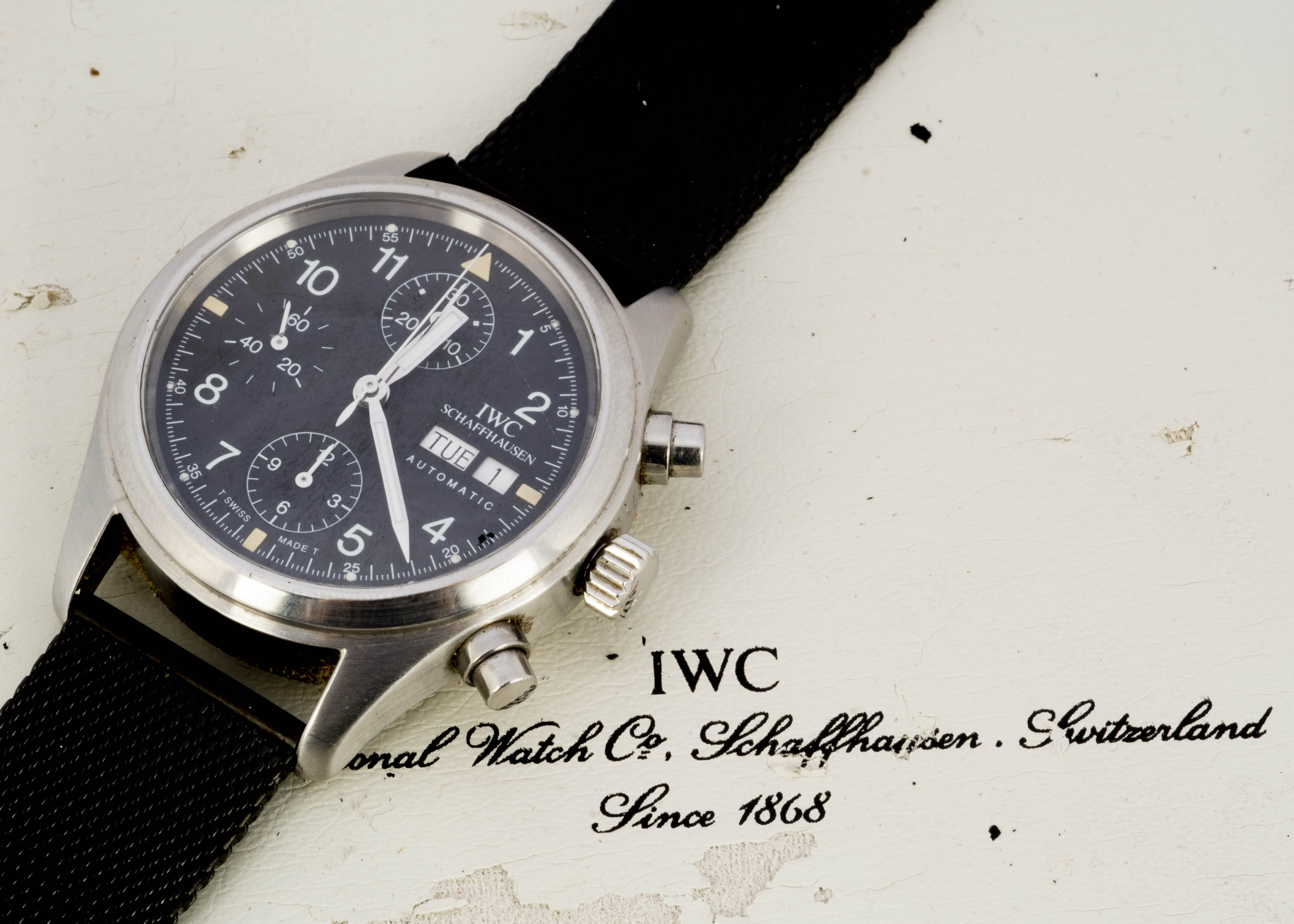 INTERNATIONAL WATCH COMPANY (IWC), stainless steel Der Fliegerchronograph Automatic wristwatch, ref.