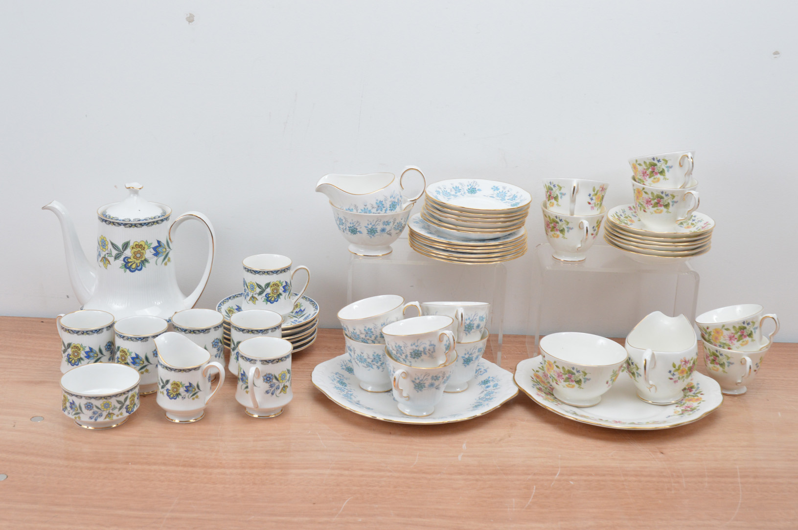 A Paragon Comtessa pattern fine bone china coffee set for six, including a coffee pot, six cups