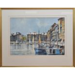 Ben Wright? (British?), A Marina, watercolour, signed bottom left, framed, glazed and mounted, frame