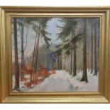 German 20th century, A winter woodland scene, oil on canvas, signed 'H. Ealenbusch' and dated