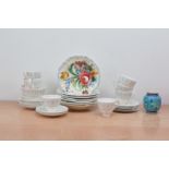A collection of assorted ceramics, comprising seven modern Italian bowls, with hand painted floral