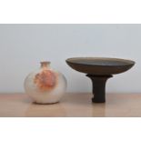 Two items of studio pottery, comprising a soda glazed earthenware baluster vase by Alain Rech 14cm