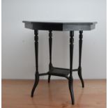 An early 20th century Walker & Sons ebonised occasional table, octagonal top AF with moulded