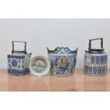 A collection of 19th century and later Chinese ceramics, comprising three blue and white teapots, of