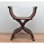 A 20th century foldable x-frame chair, hardwood, 70cm H x 56cm W
