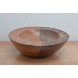 A large studio pottery salt glazed stoneware bowl, by Andrea King, with a contemporary fish