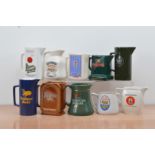 A collection of ten ceramic beer branded water jugs, including, Henley Ales, Badger Beer, Fullers