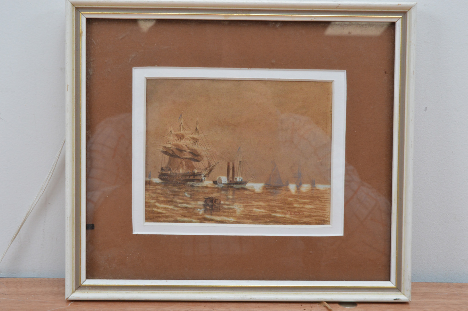 Charles H Lewis (British 20th century), ships at sea, watercolour on paper, signed bottom right, a