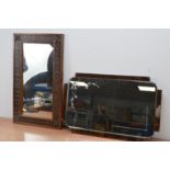 Three mirrors, a copper framed example, 62cm x 36cm, a 1960's style example and an art deco AF (3)