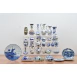 A large collection of modern Delft ceramics, including jugs, vases, plates, etc, the majority marked