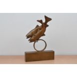 R.A. Hignett (British 20th century), a metal sculpture of two fish about a circle (AF) on a