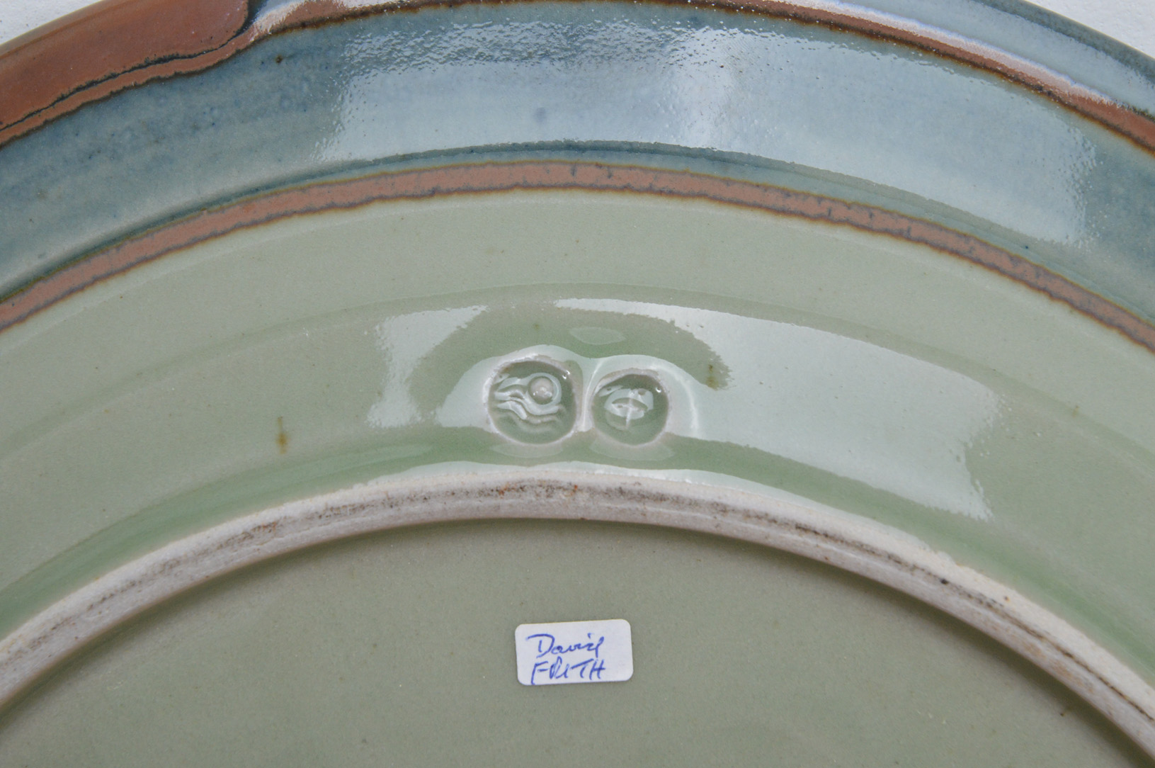 David Firth (British b. 1943) for Brookhouse pottery, a stoneware circular charger, blue, brown - Image 3 of 3